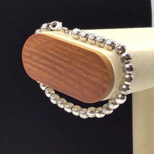 Sterling Silver Beaded Bracelet Vintage 6mm 15.1g Size 6.75